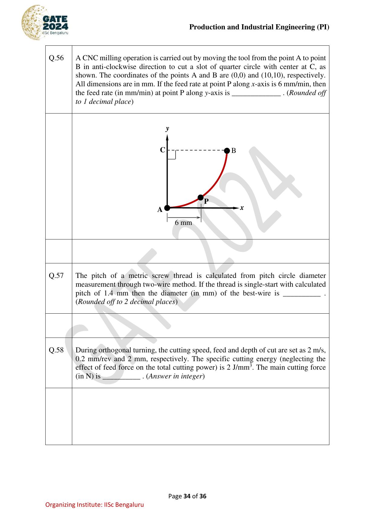 GATE 2024 Production and Industrial Engineering (PI) Question Paper - Page 34