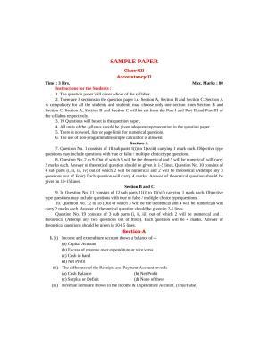 PSEB Class 12 Accountancy Model Papers