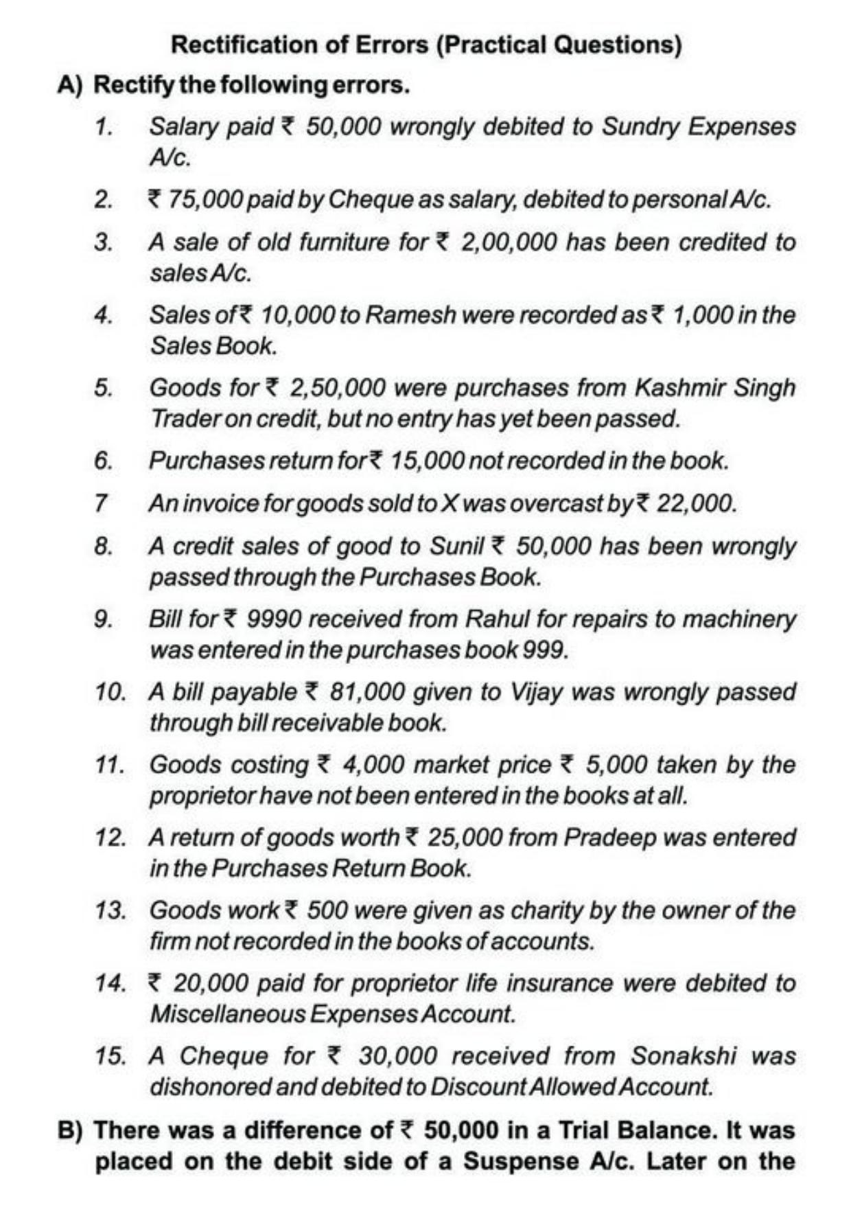 Class 11 Notes, Question & Practice Paper - Accountancy (Topic 8 : Rectification of Errors) - Page 17