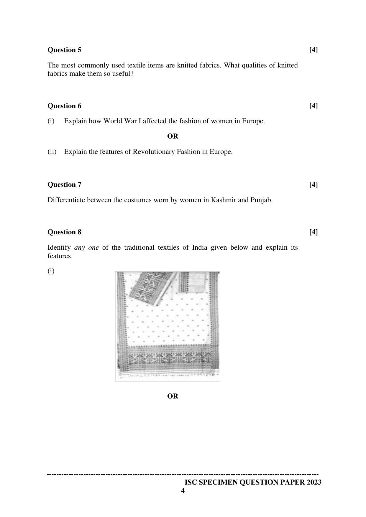 ISC Class 12 Fashion Designing Paper 1 Sample Paper 2023 - Page 4
