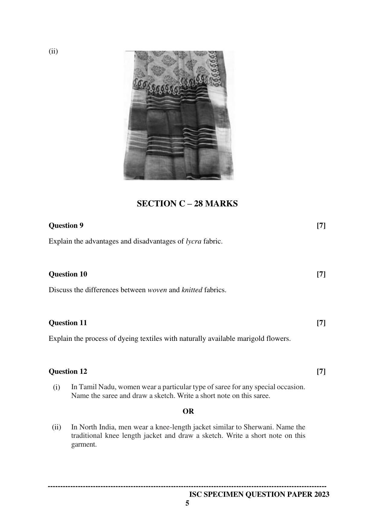 ISC Class 12 Fashion Designing Paper 1 Sample Paper 2023 - Page 5