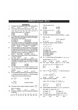NIMCET 2011 Question Paper