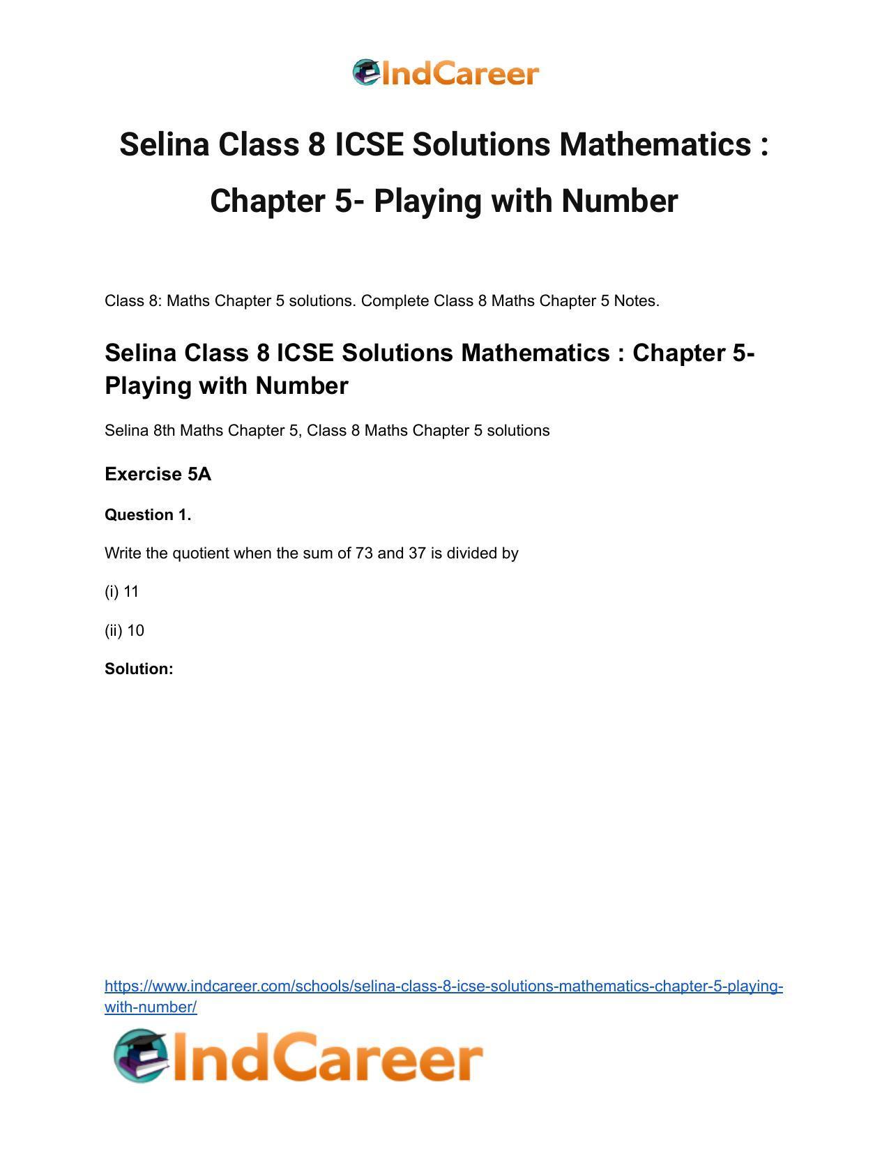 Selina Class 8 ICSE Solutions Mathematics : Chapter 5- Playing with Number - Page 2