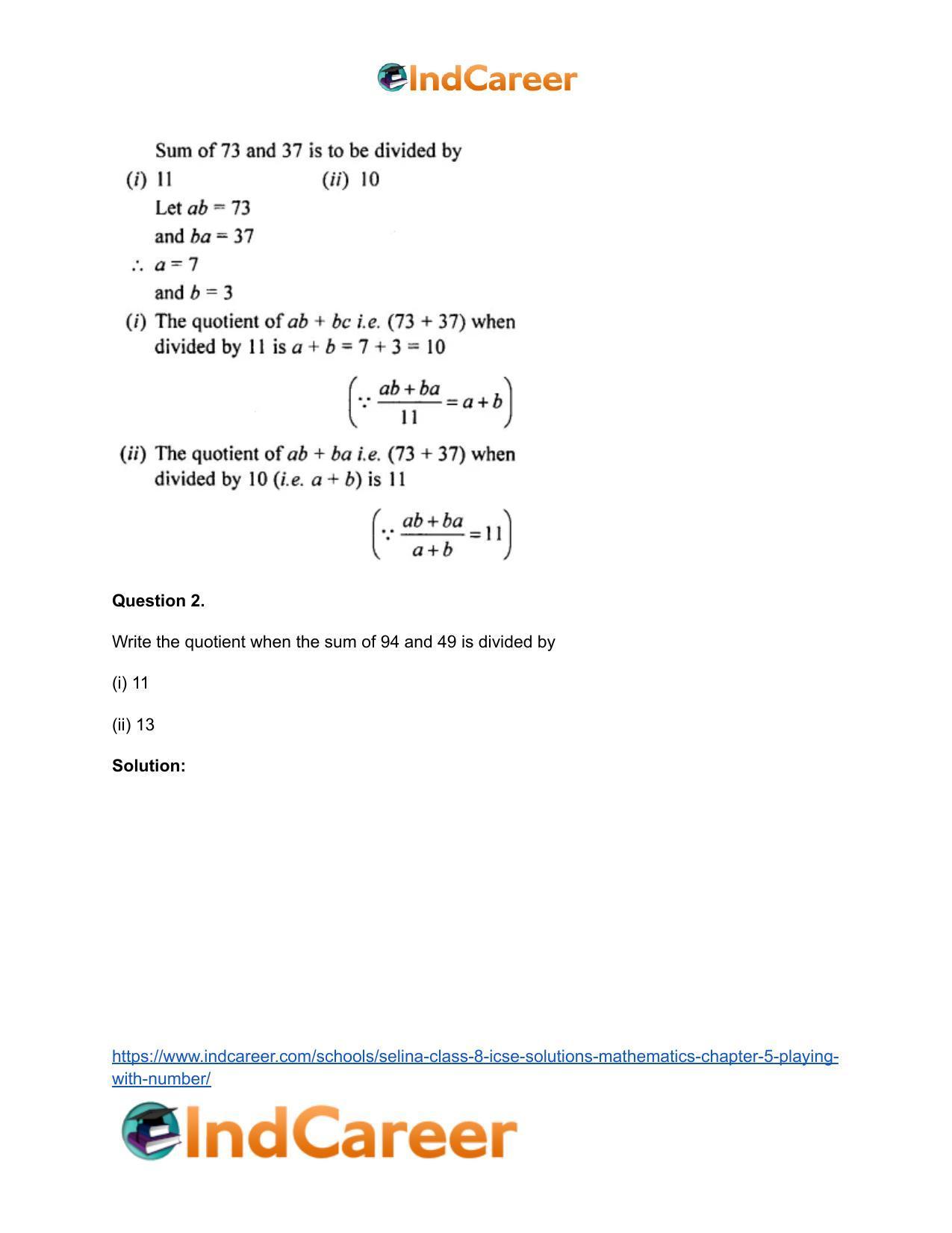 Selina Class 8 ICSE Solutions Mathematics : Chapter 5- Playing with Number - Page 3