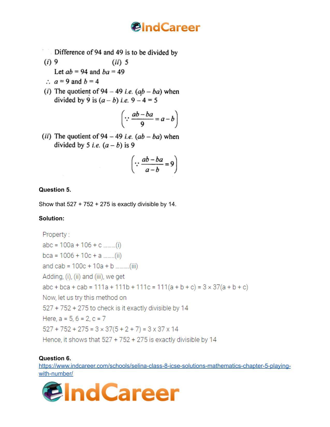 Selina Class 8 ICSE Solutions Mathematics : Chapter 5- Playing with Number - Page 6