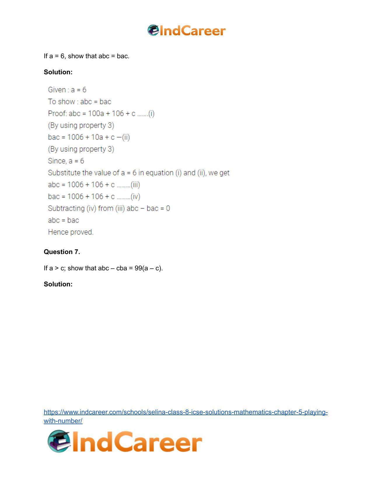 Selina Class 8 ICSE Solutions Mathematics : Chapter 5- Playing with Number - Page 7