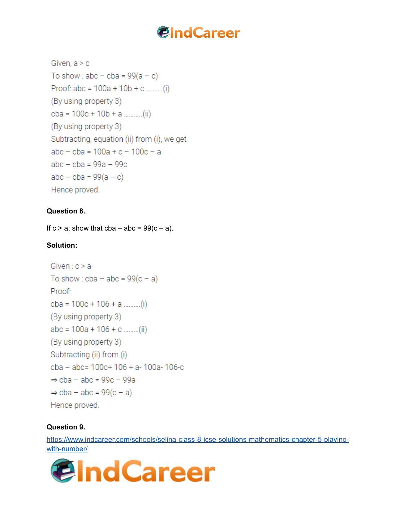 Selina Class 8 ICSE Solutions Mathematics : Chapter 5- Playing with Number - Page 8