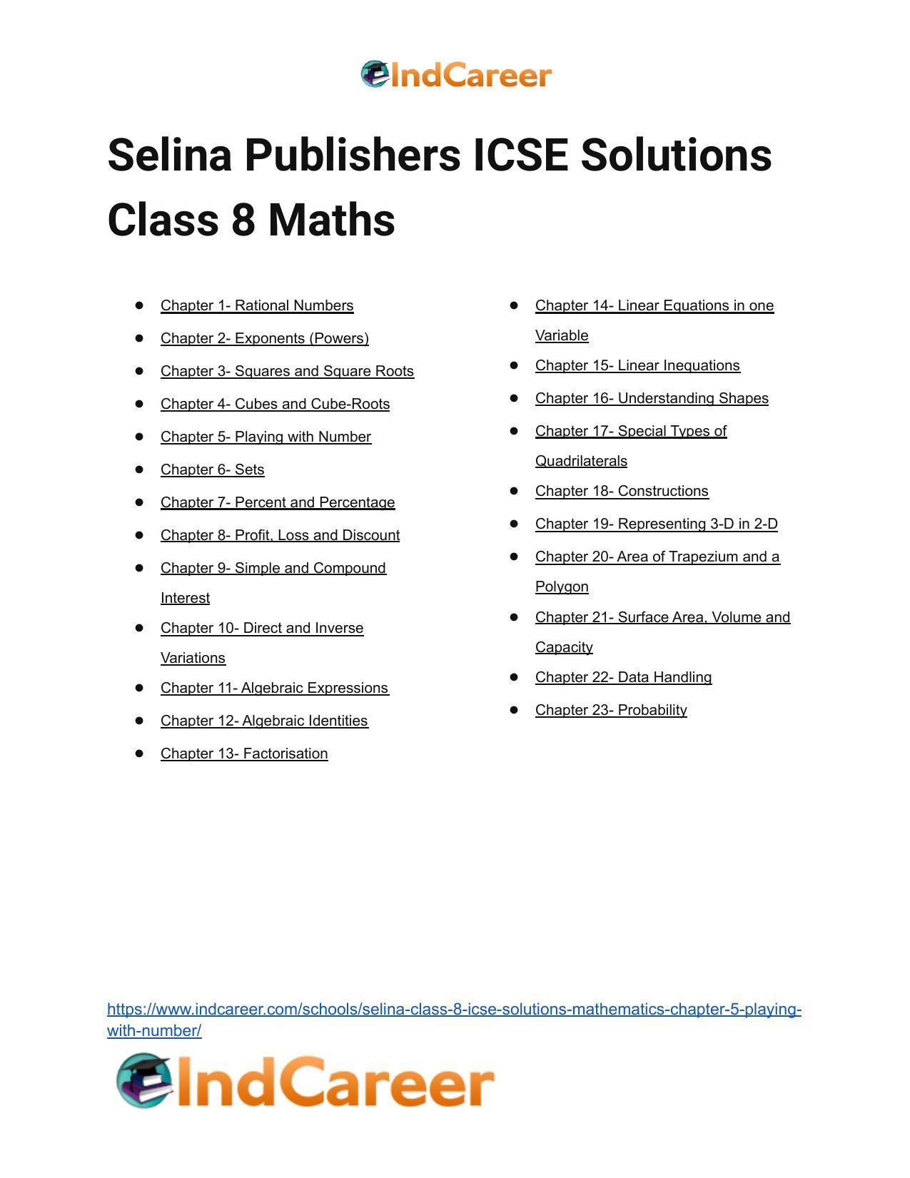 Selina Class 8 ICSE Solutions Mathematics : Chapter 5- Playing with Number - Page 24