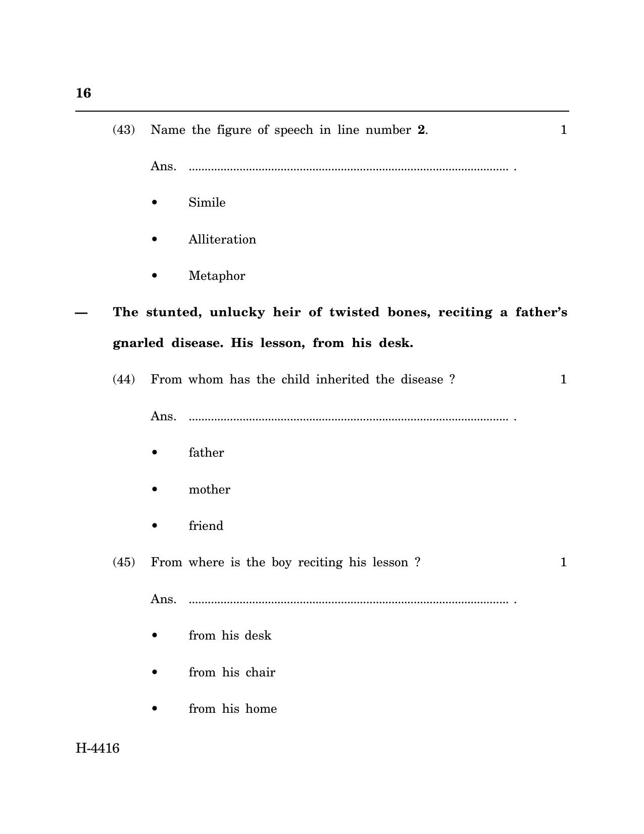 Goa Board Class 12 English I (CWSN) (March 2024) Question Paper - Page 16