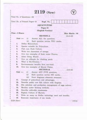 AP Inter 2nd Year Vocational Question Paper March - 2020 - Aqua Culture - II (new)