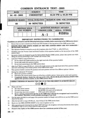 KCET Chemistry 2005 Question Papers