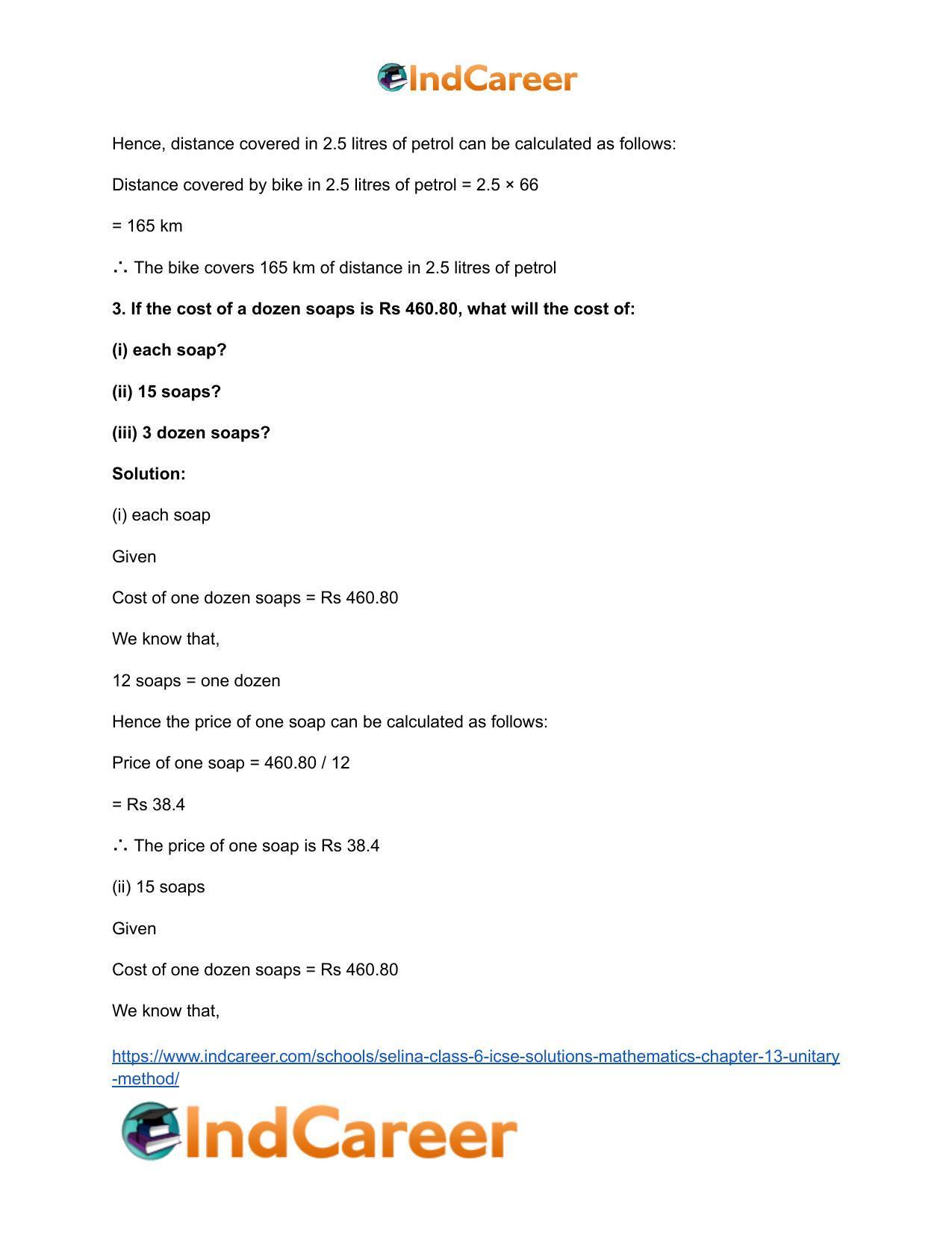 Selina Class 6 ICSE Solutions Mathematics : Chapter 13- Unitary Method - Page 4