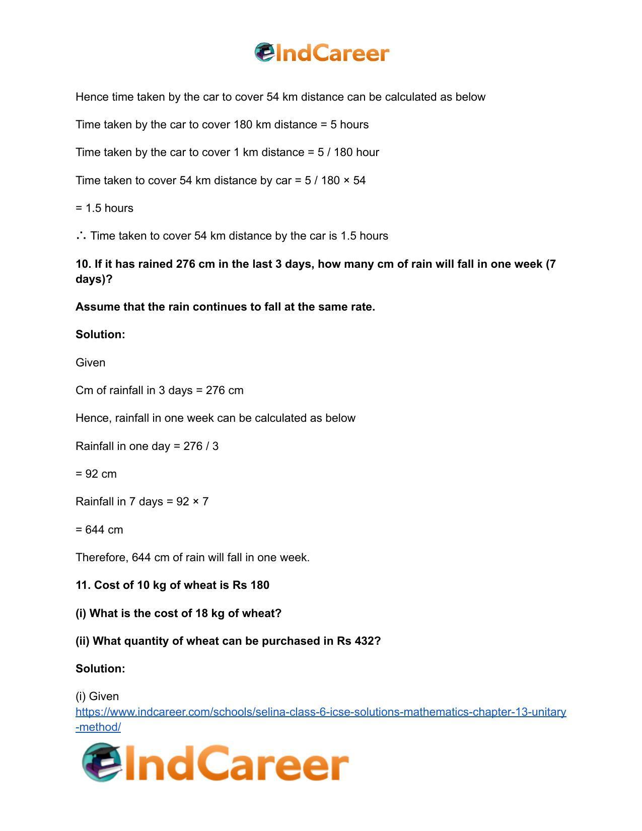 Selina Class 6 ICSE Solutions Mathematics : Chapter 13- Unitary Method - Page 9