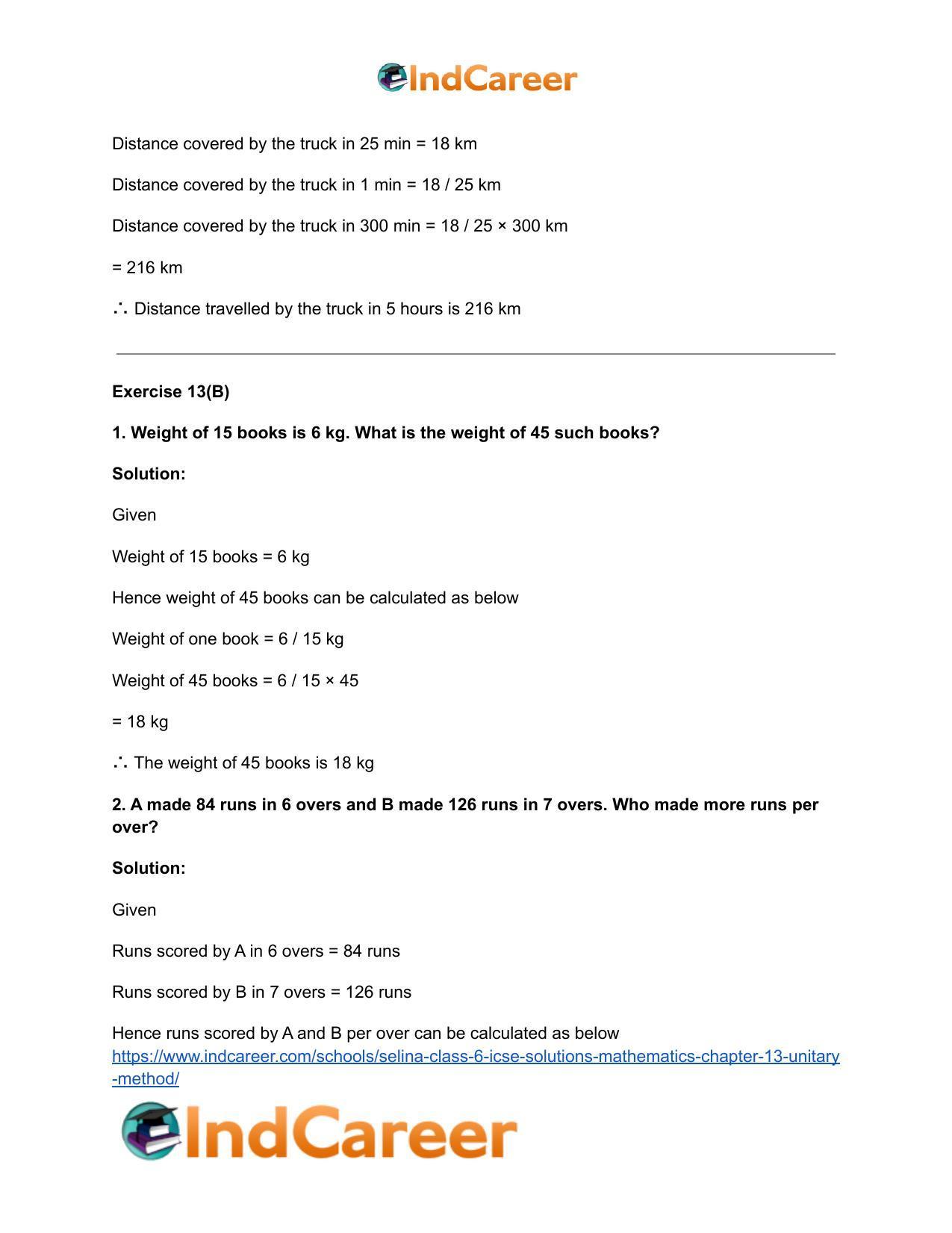 Selina Class 6 ICSE Solutions Mathematics : Chapter 13- Unitary Method - Page 12