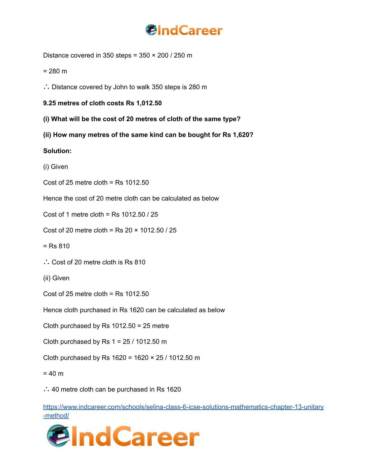 Selina Class 6 ICSE Solutions Mathematics : Chapter 13- Unitary Method - Page 16