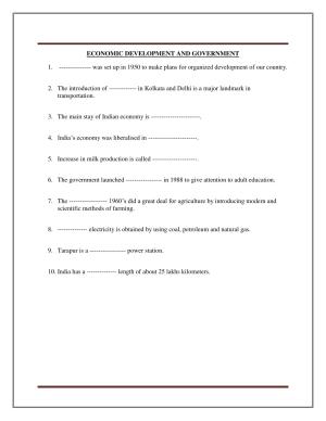 CBSE Worksheets for Class 8 Social Science Economic Development And Government Assignment