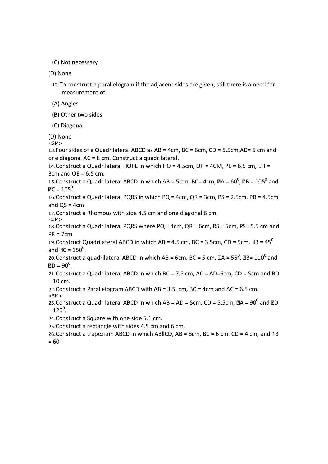 CBSE Worksheets for Class 8 Mathematics Practical Geometry Assignment 5 - Page 3