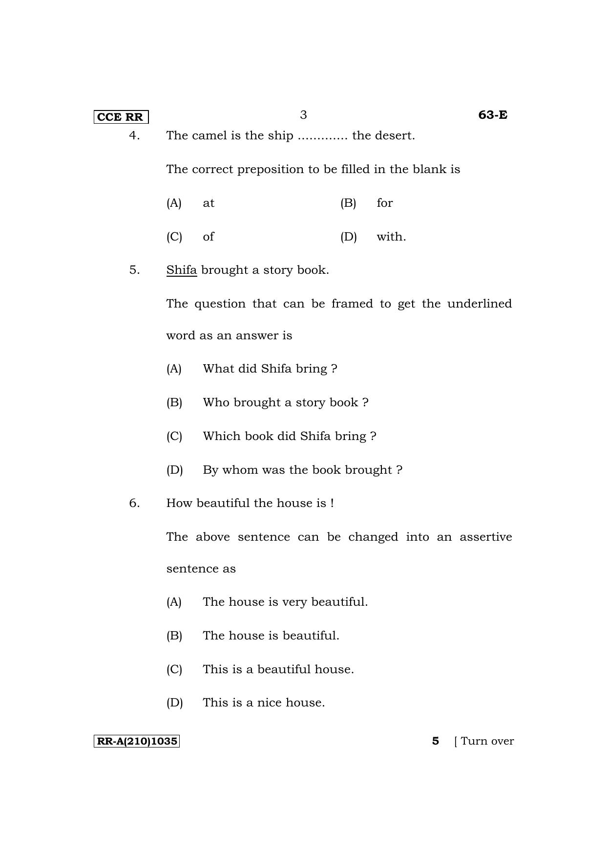 Karnataka SSLC Third Language English Supplementary Exam Question Paper 2023 (A Version) - Page 3