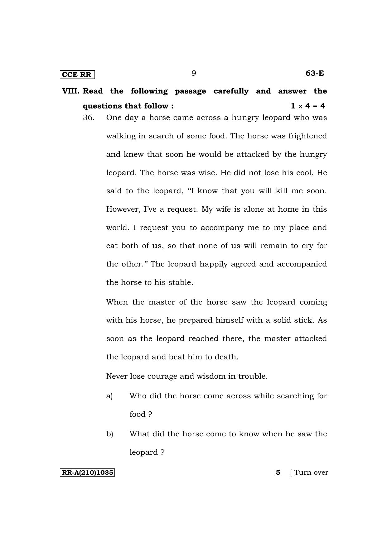 Karnataka SSLC Third Language English Supplementary Exam Question Paper 2023 (A Version) - Page 9