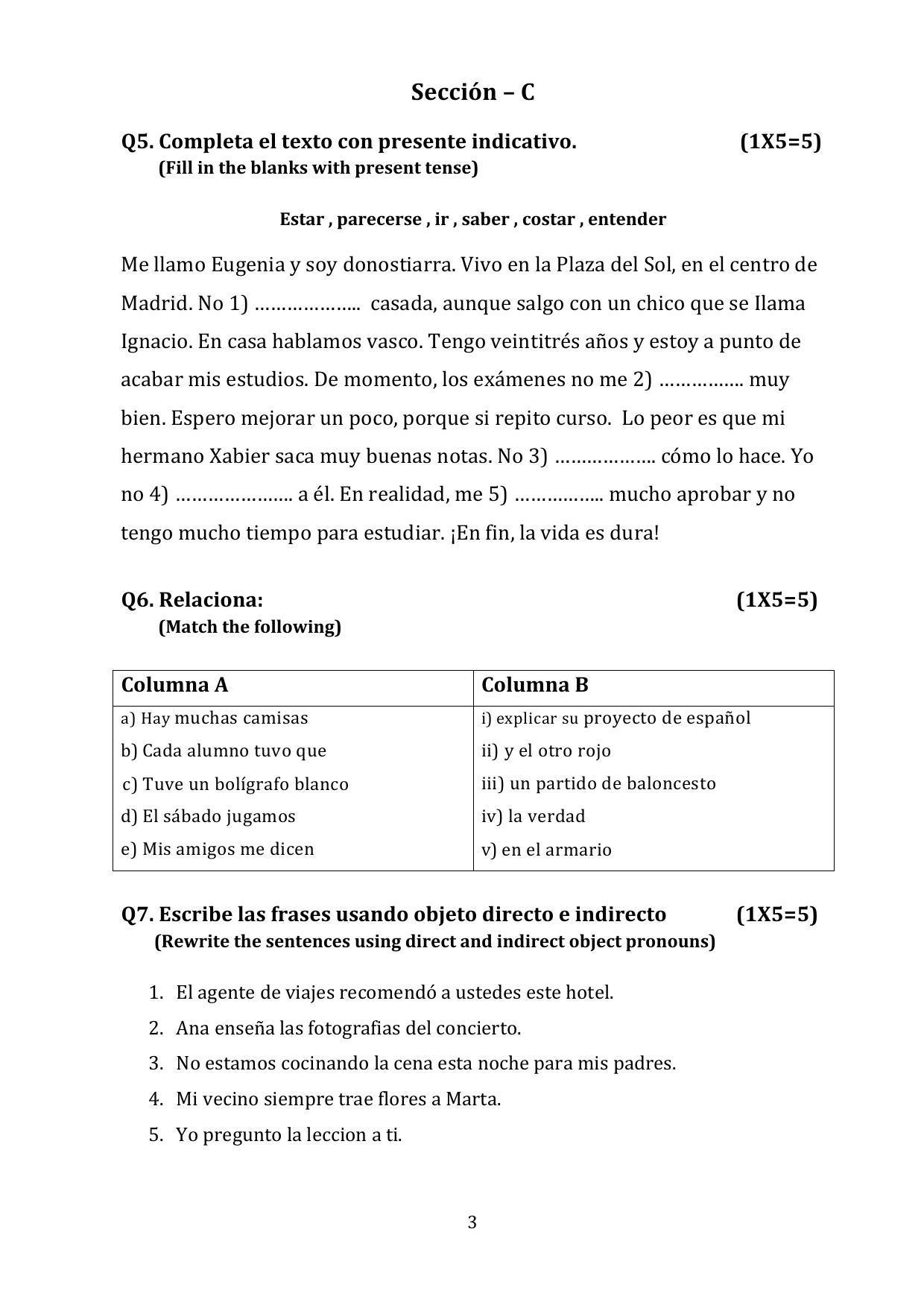 CBSE Class 10 Spanish Sample Papers 2023 - Page 3