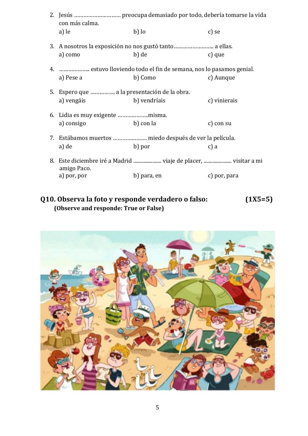 CBSE Class 10 Spanish Sample Papers 2023 - Page 5