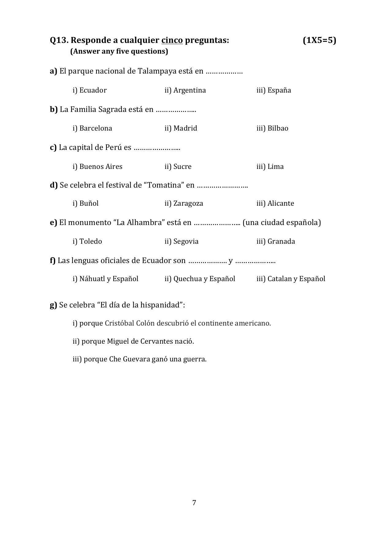 CBSE Class 10 Spanish Sample Papers 2023 - Page 7