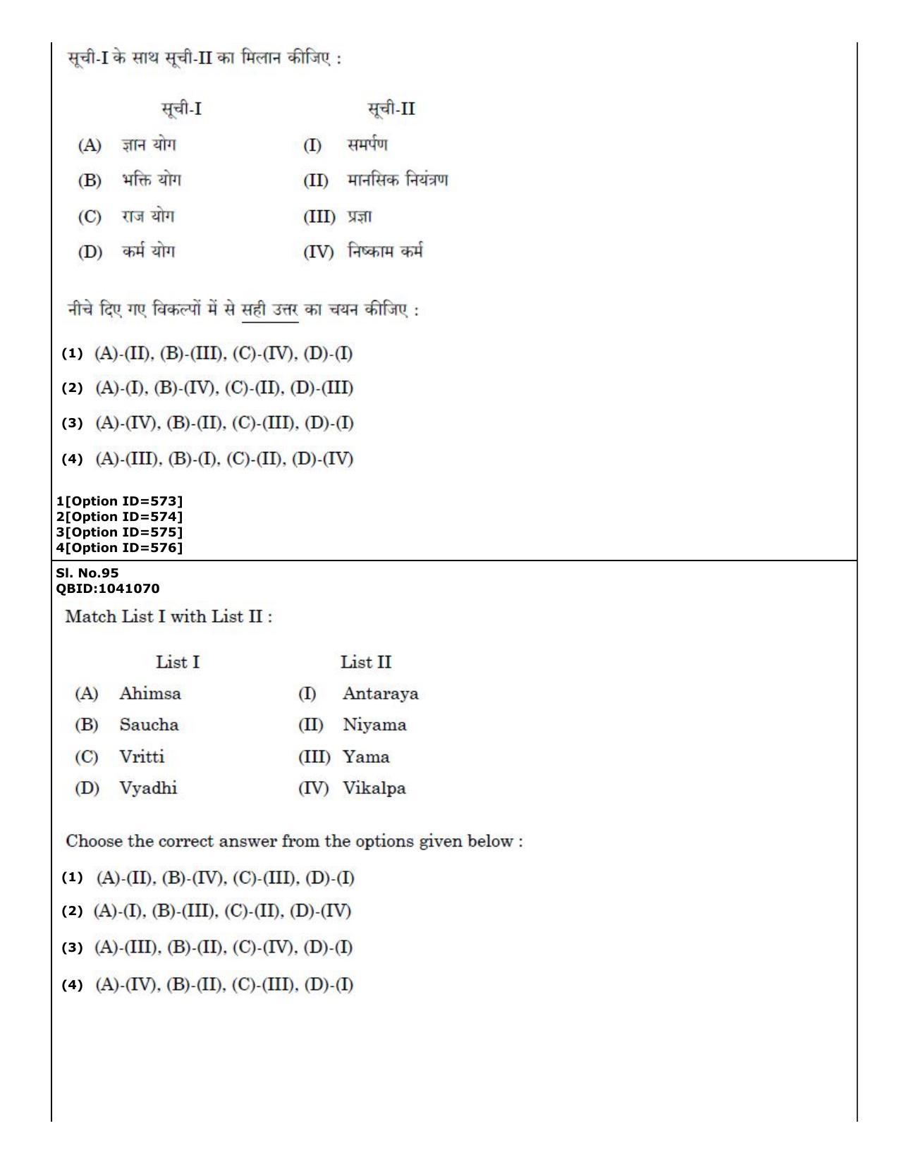 CUET (PG) 2022: PGQP36 Yoga (01-09-2022) Question Paper - Page 62