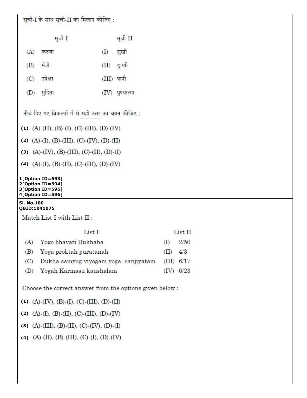 CUET (PG) 2022: PGQP36 Yoga (01-09-2022) Question Paper - Page 67
