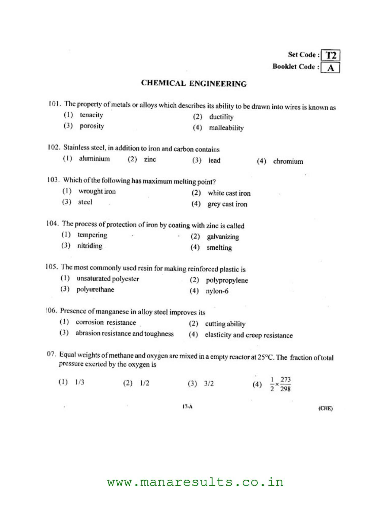 AP ECET 2016 Chemical Engineering Old Previous Question Papers - Page 16
