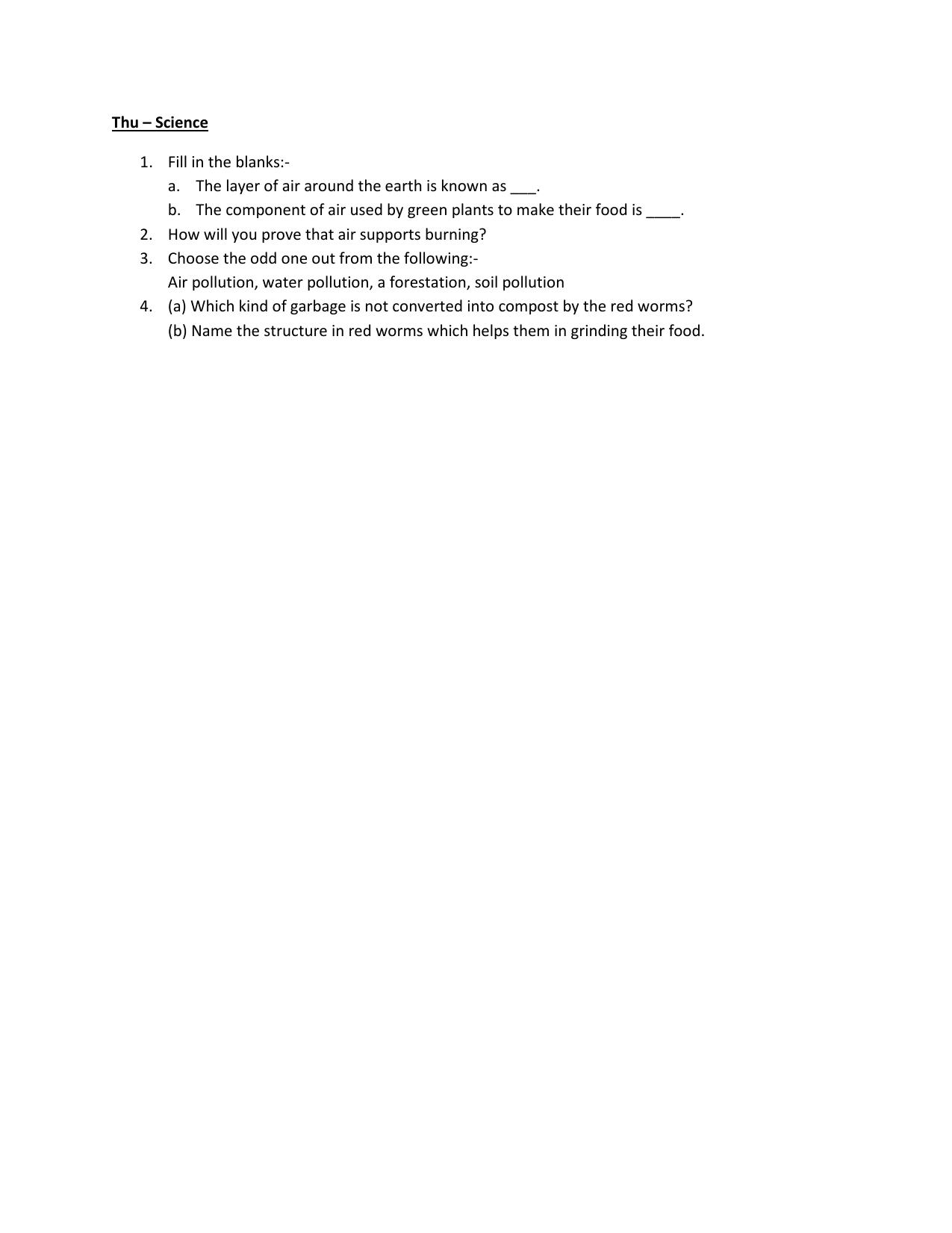 CBSE Worksheets for Class 6 Science Assignment 45 - Page 1