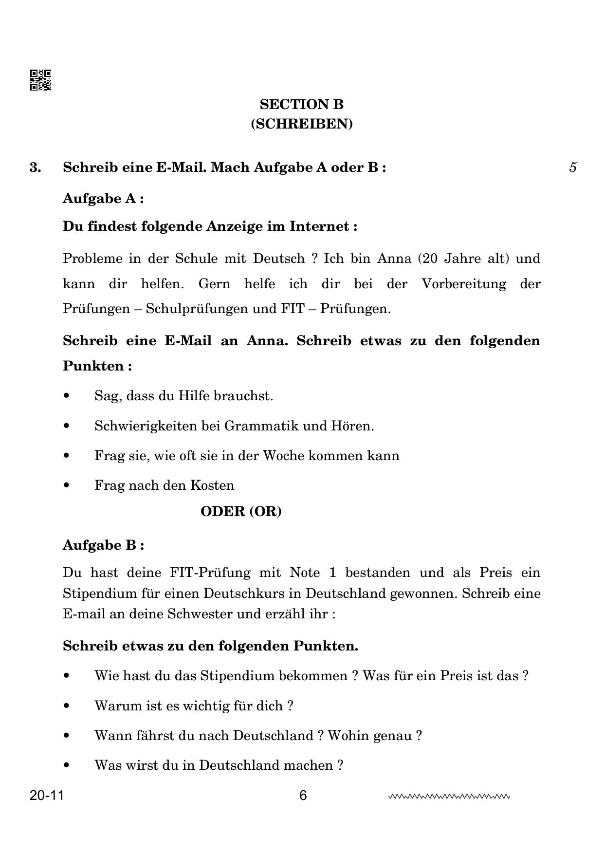 CBSE Class 12 German 2024 Question Paper - Page 6