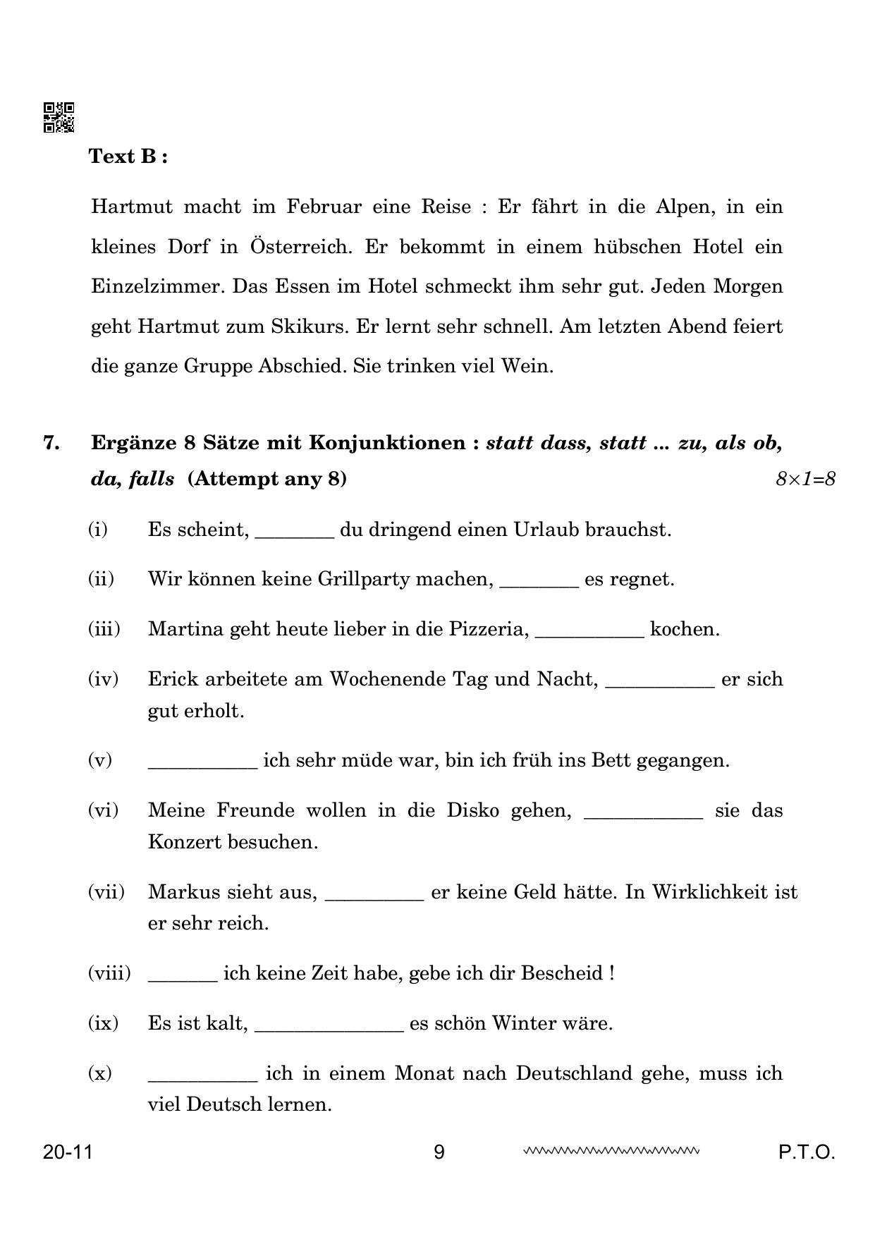 CBSE Class 12 German 2024 Question Paper - Page 9