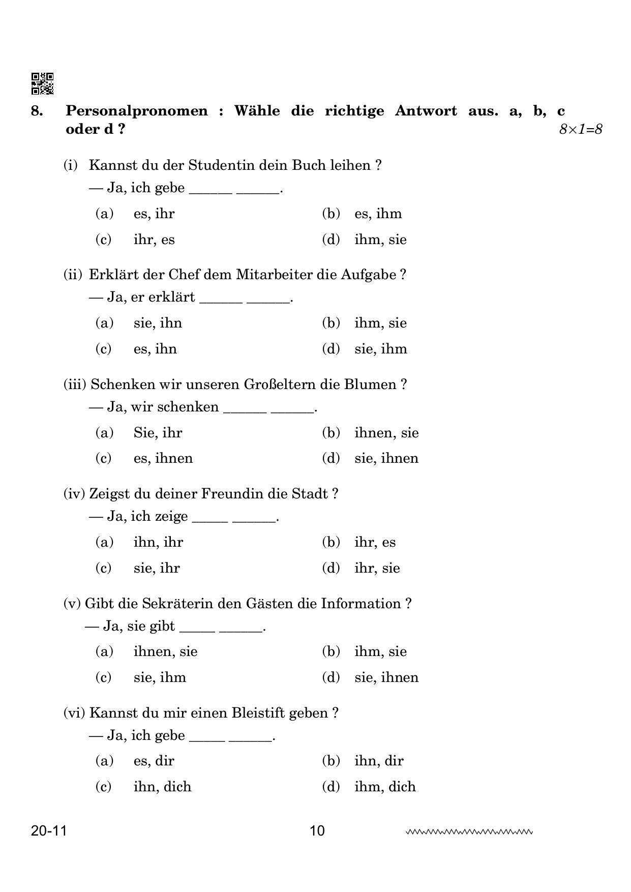 CBSE Class 12 German 2024 Question Paper - Page 10