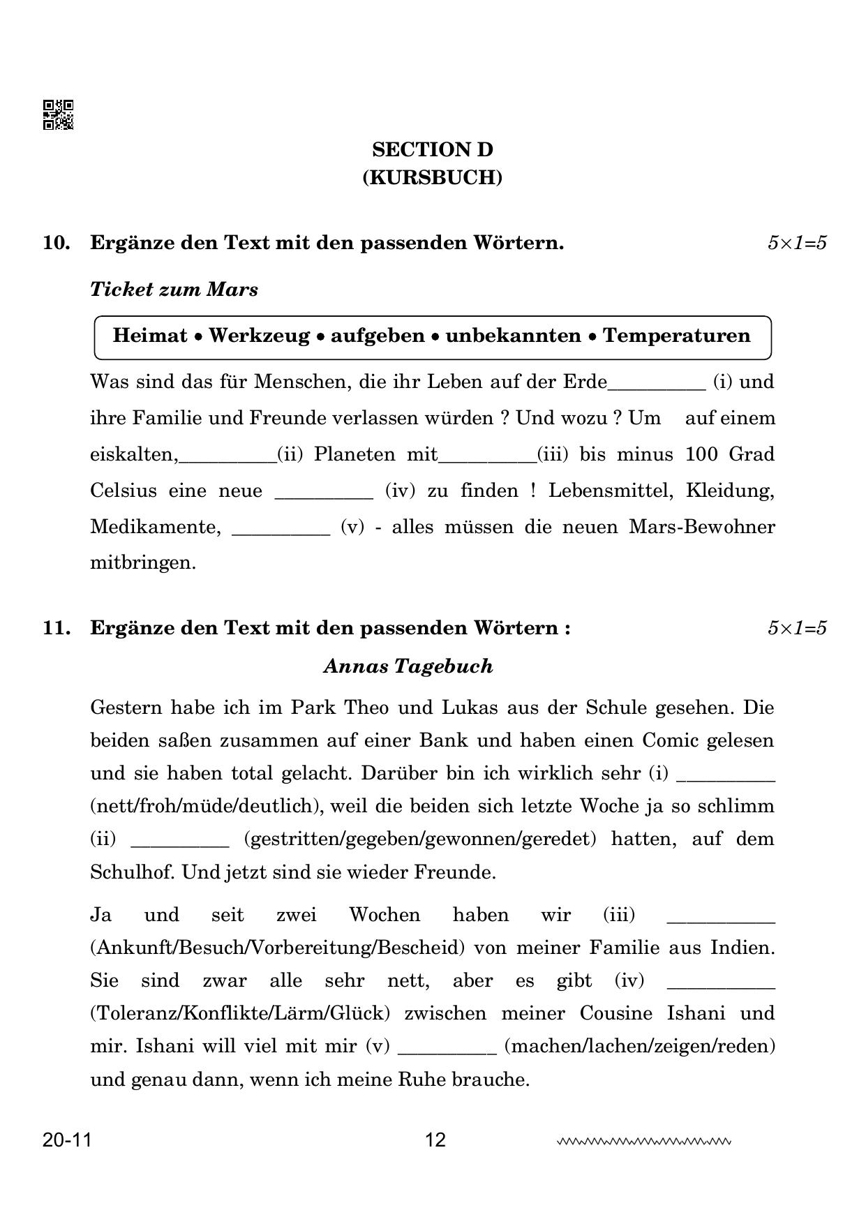 CBSE Class 12 German 2024 Question Paper - Page 12