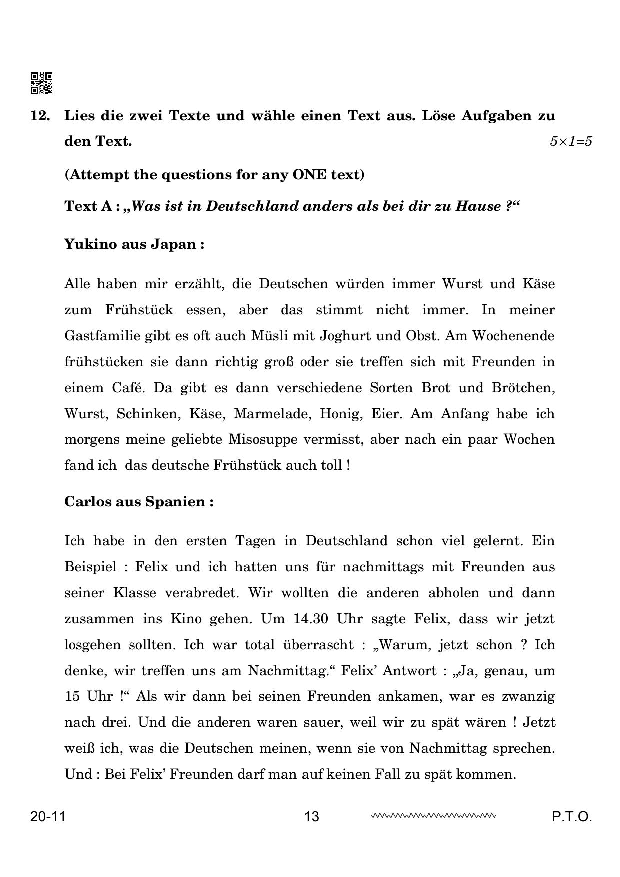 CBSE Class 12 German 2024 Question Paper - Page 13