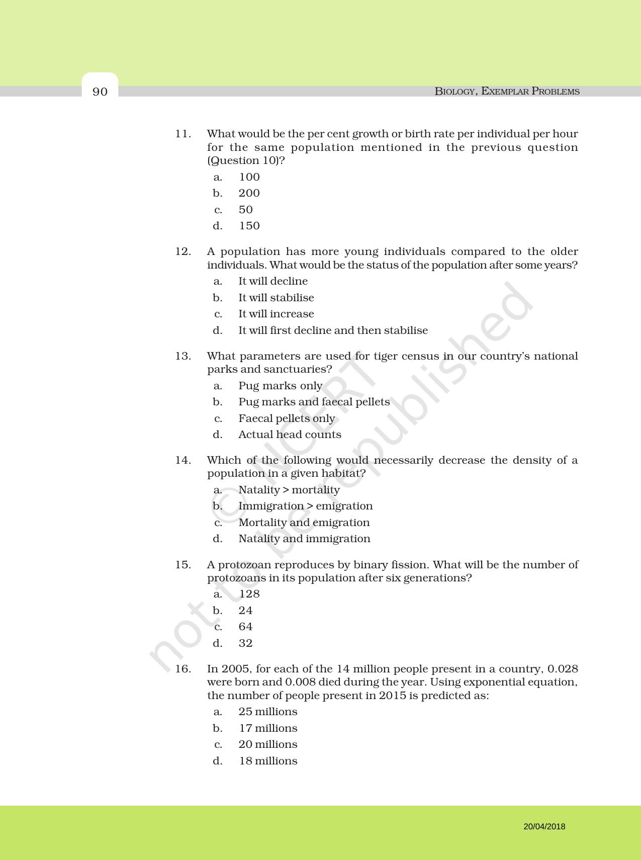 NCERT Exemplar Book for Class 12 Biology: Chapter 13 Organisms and Populations - Page 3