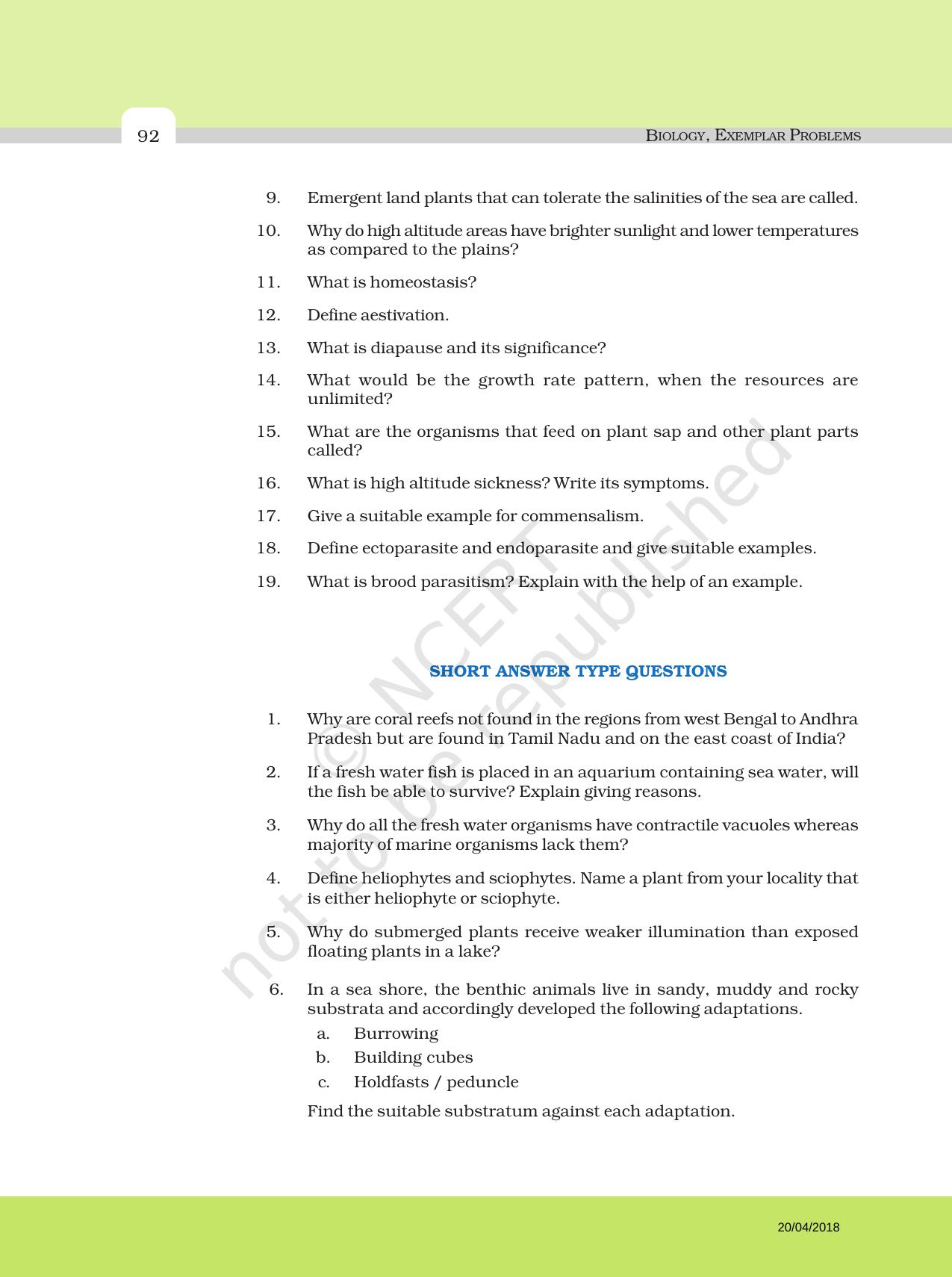 NCERT Exemplar Book for Class 12 Biology: Chapter 13 Organisms and Populations - Page 5