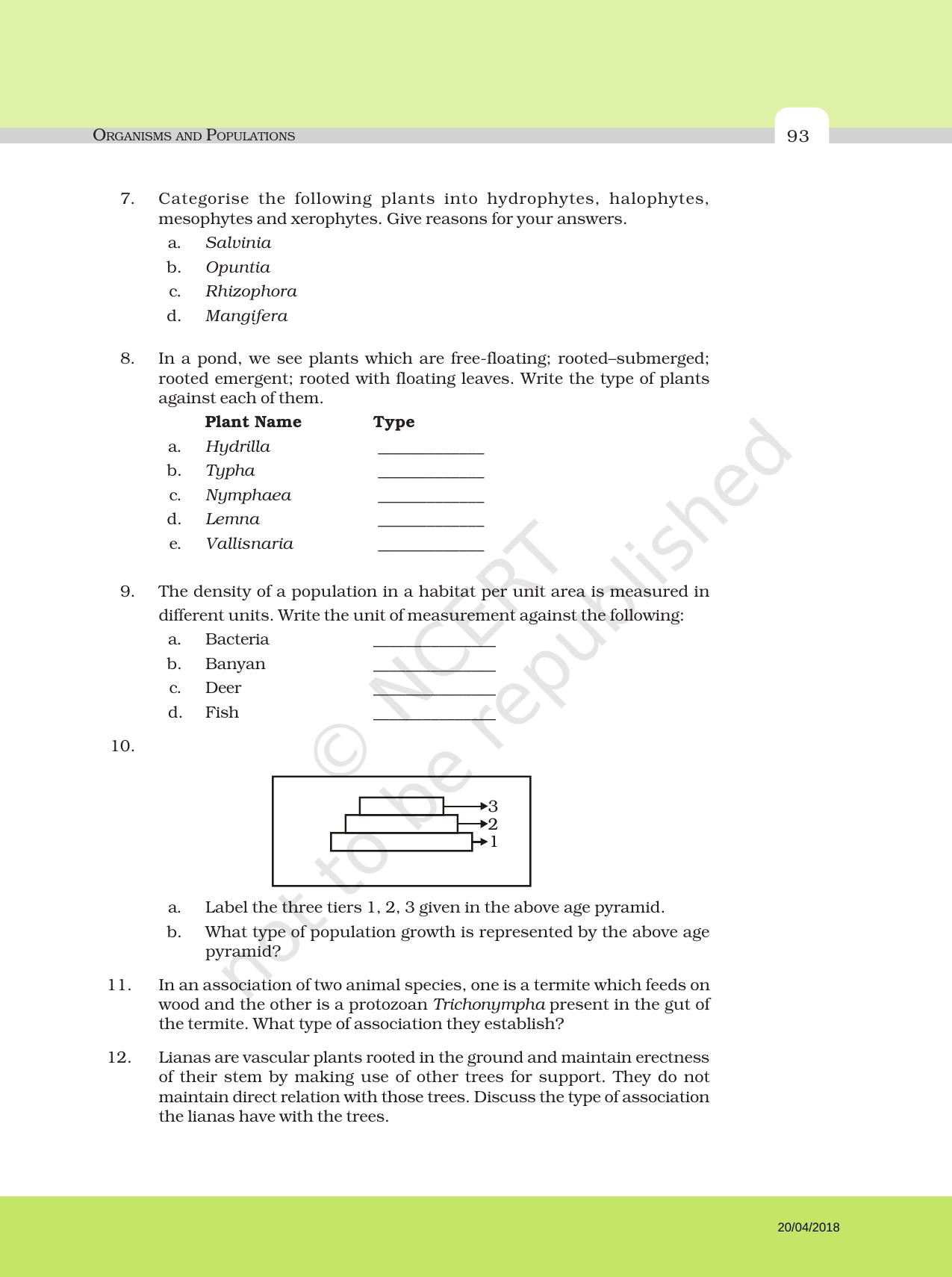 NCERT Exemplar Book for Class 12 Biology: Chapter 13 Organisms and Populations - Page 6