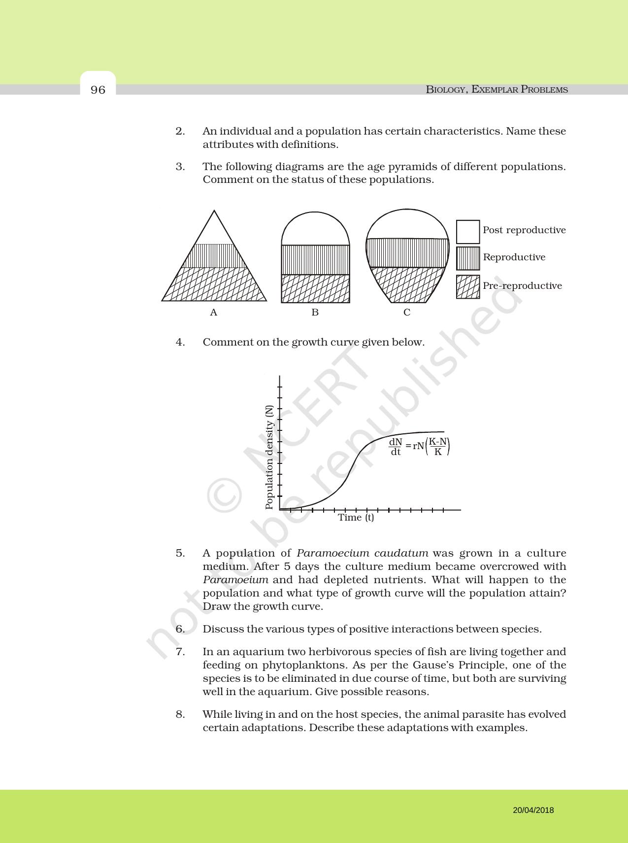 NCERT Exemplar Book for Class 12 Biology: Chapter 13 Organisms and Populations - Page 9