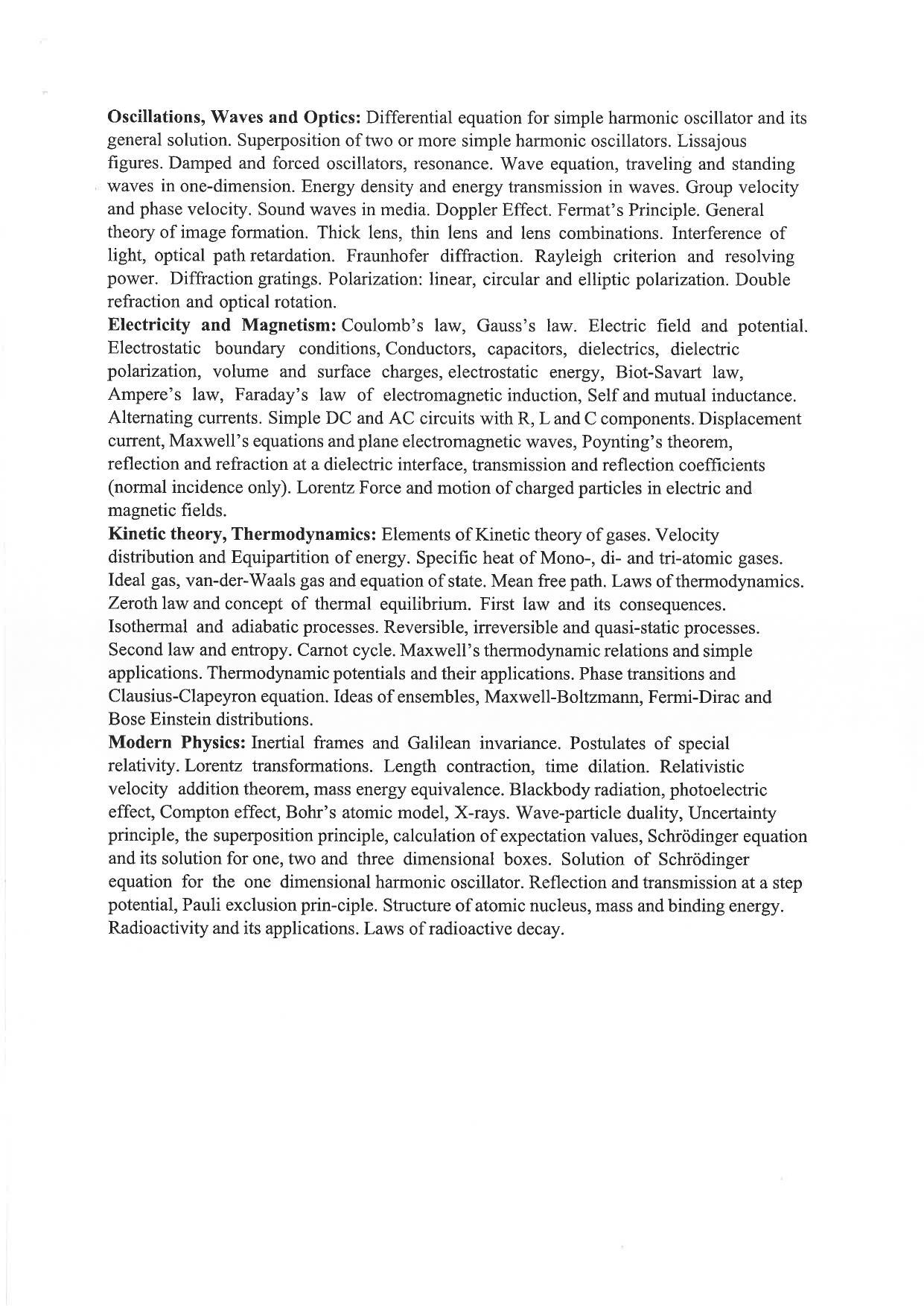JMI Entrance Exam M38-M.Sc. (Biophysics) Syllabus - Page 5