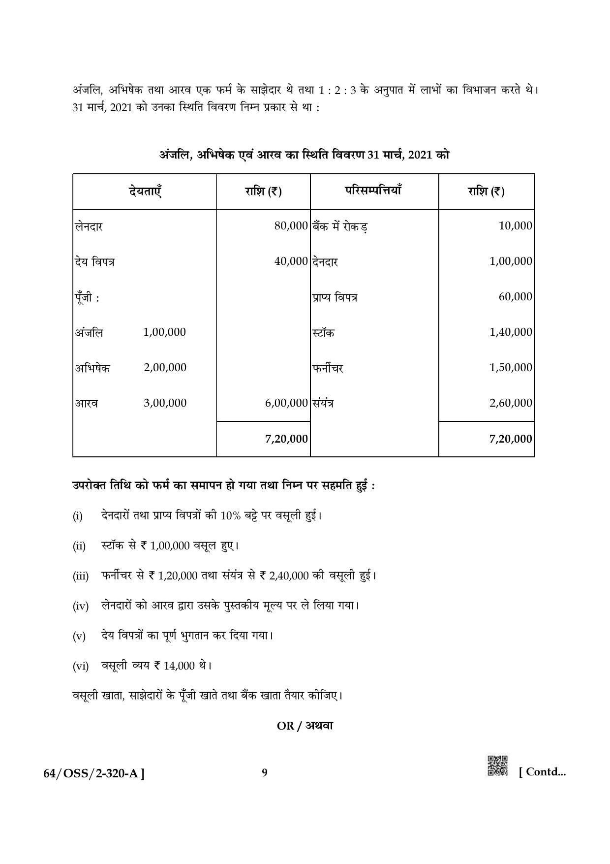 NIOS October 2022 Class 12 Accountancy Question Paper - Page 9