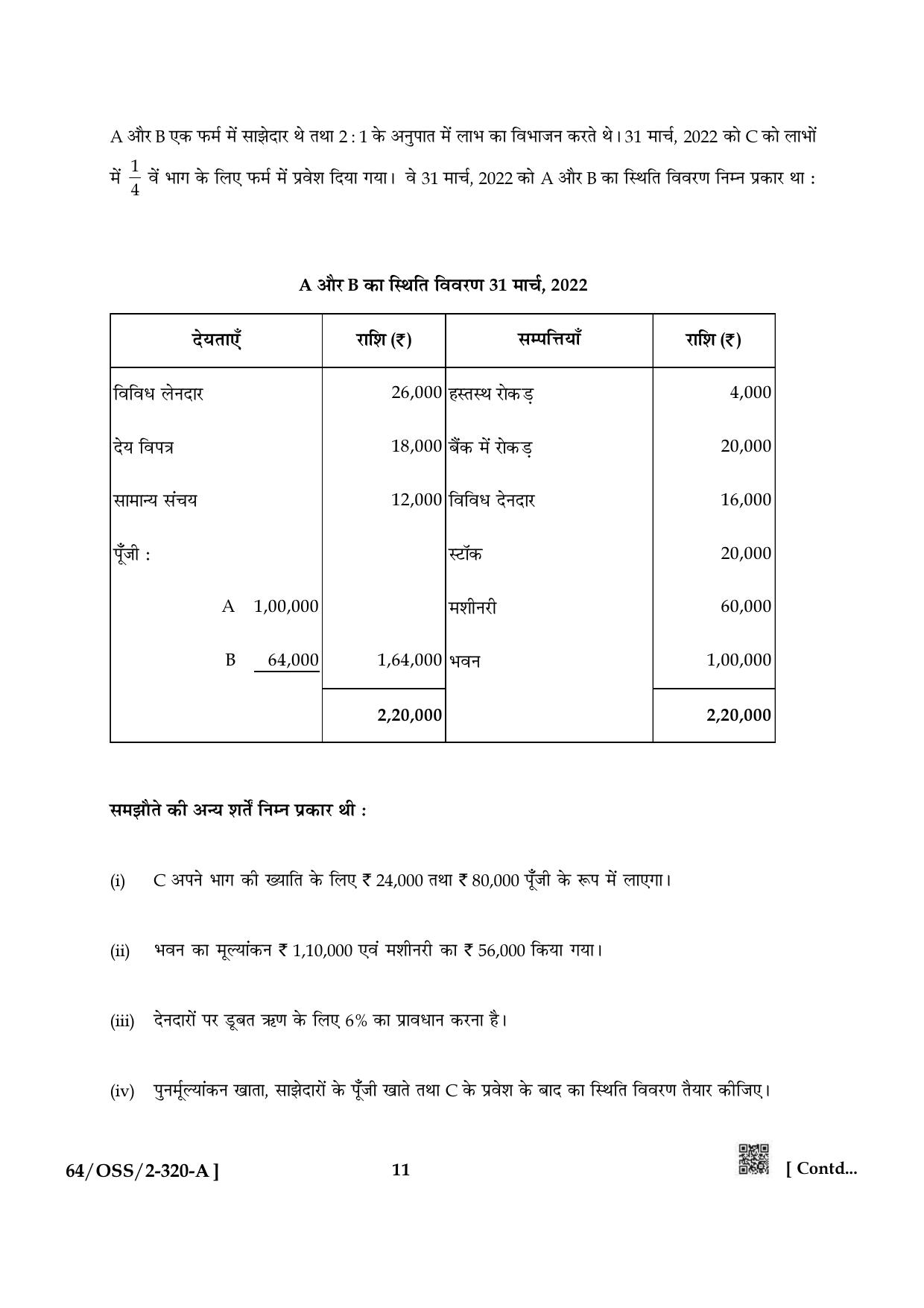 NIOS October 2022 Class 12 Accountancy Question Paper - Page 11