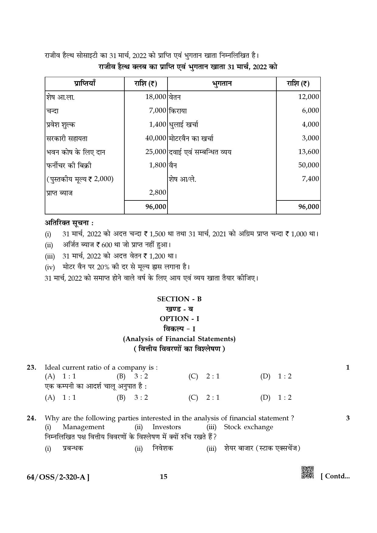 NIOS October 2022 Class 12 Accountancy Question Paper - Page 15