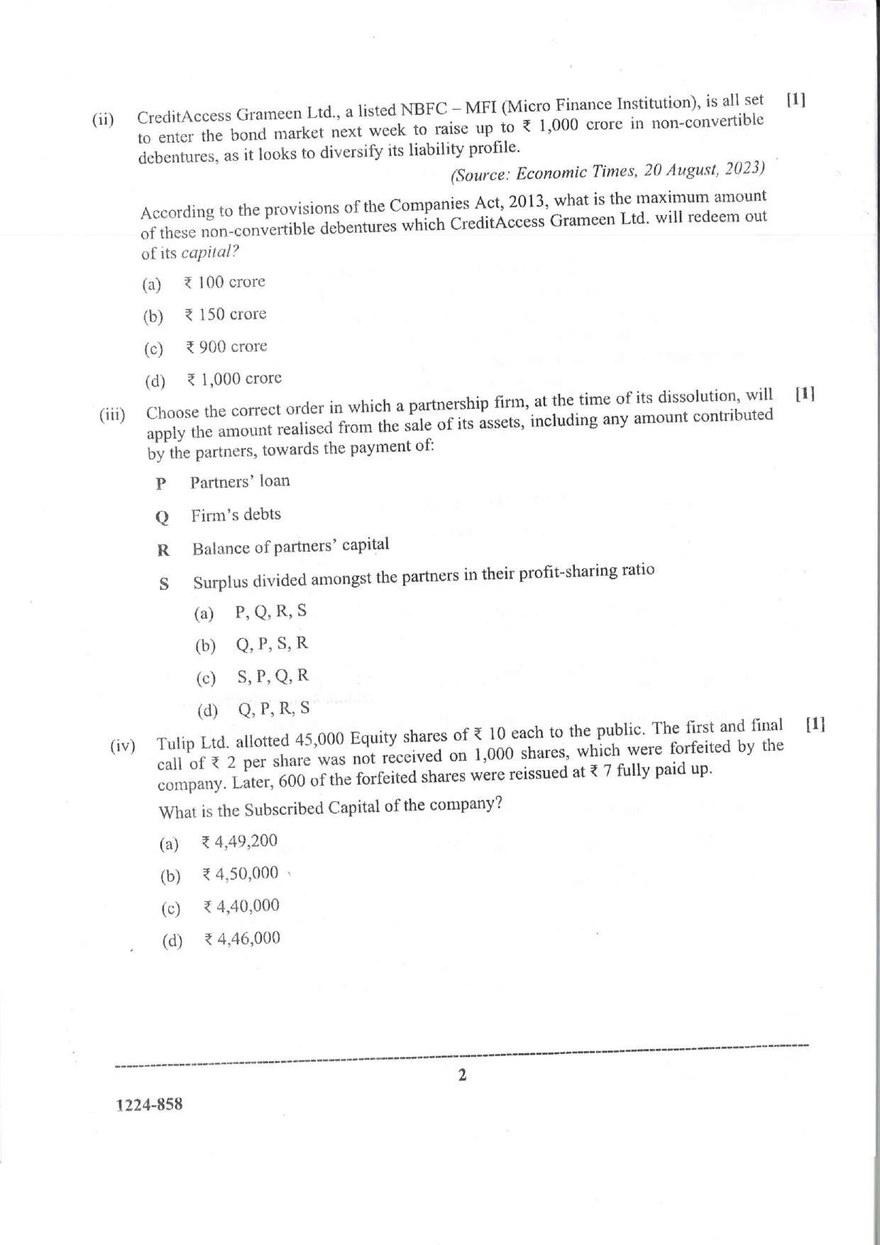 ISC Class 12 Accounts 2024 Question Paper - Page 2