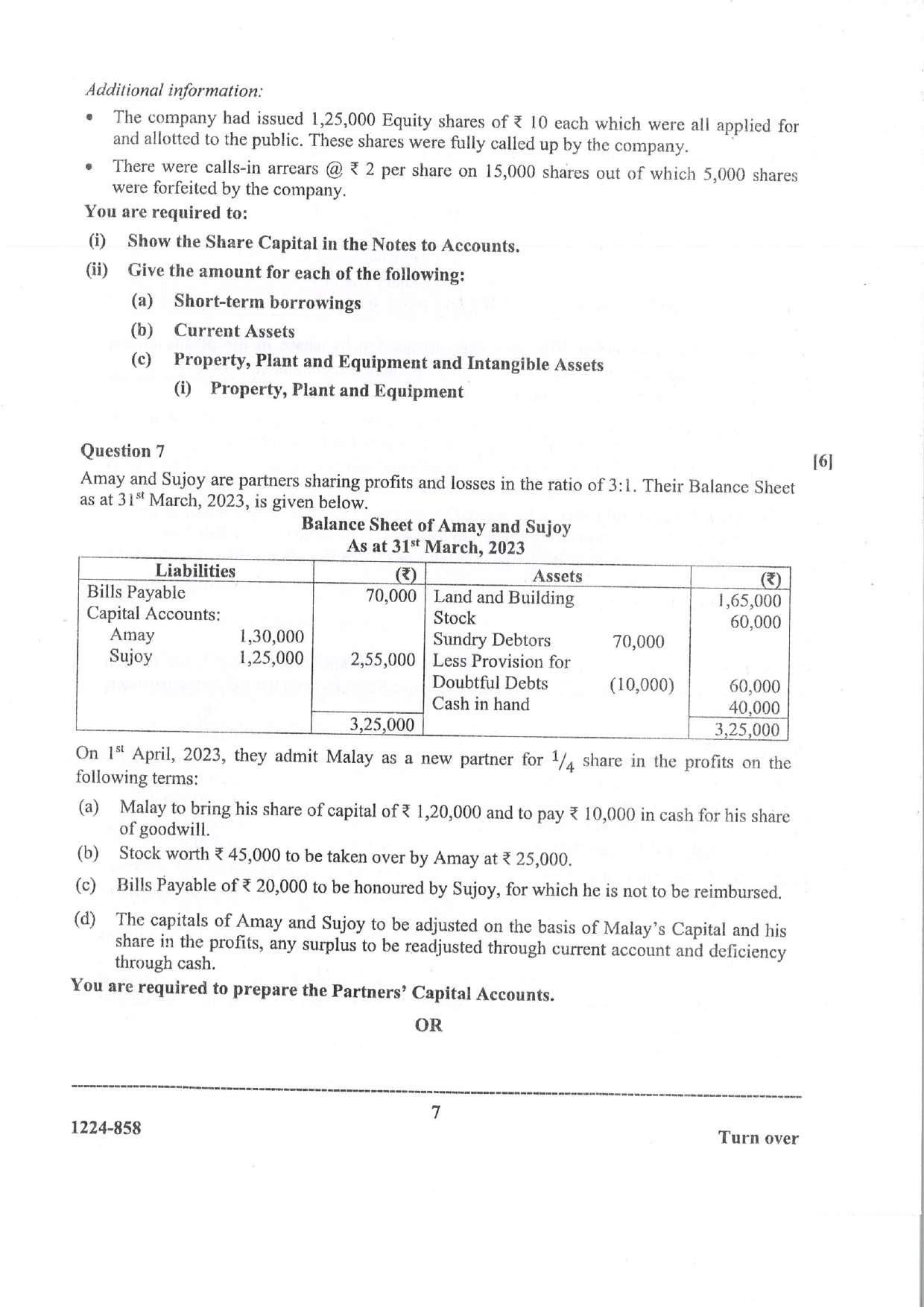 ISC Class 12 Accounts 2024 Question Paper - Page 7