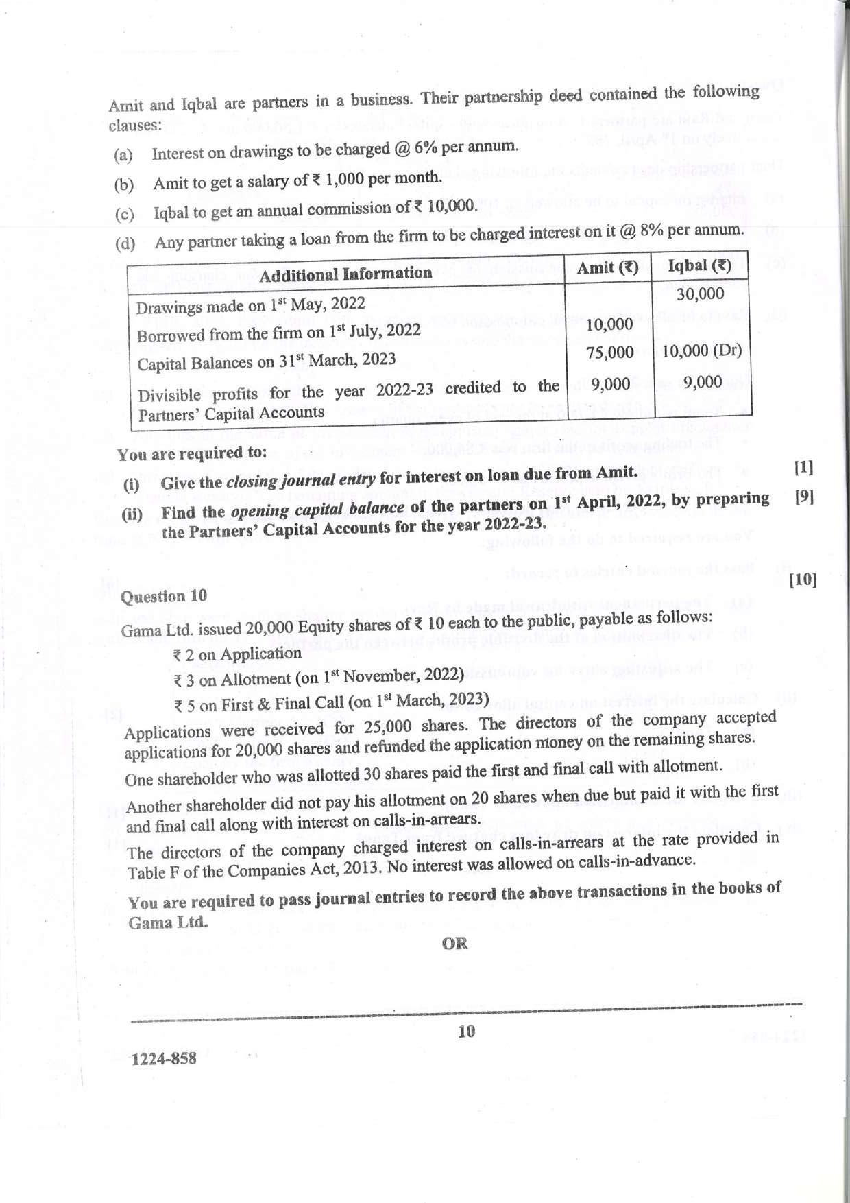 ISC Class 12 Accounts 2024 Question Paper - Page 10