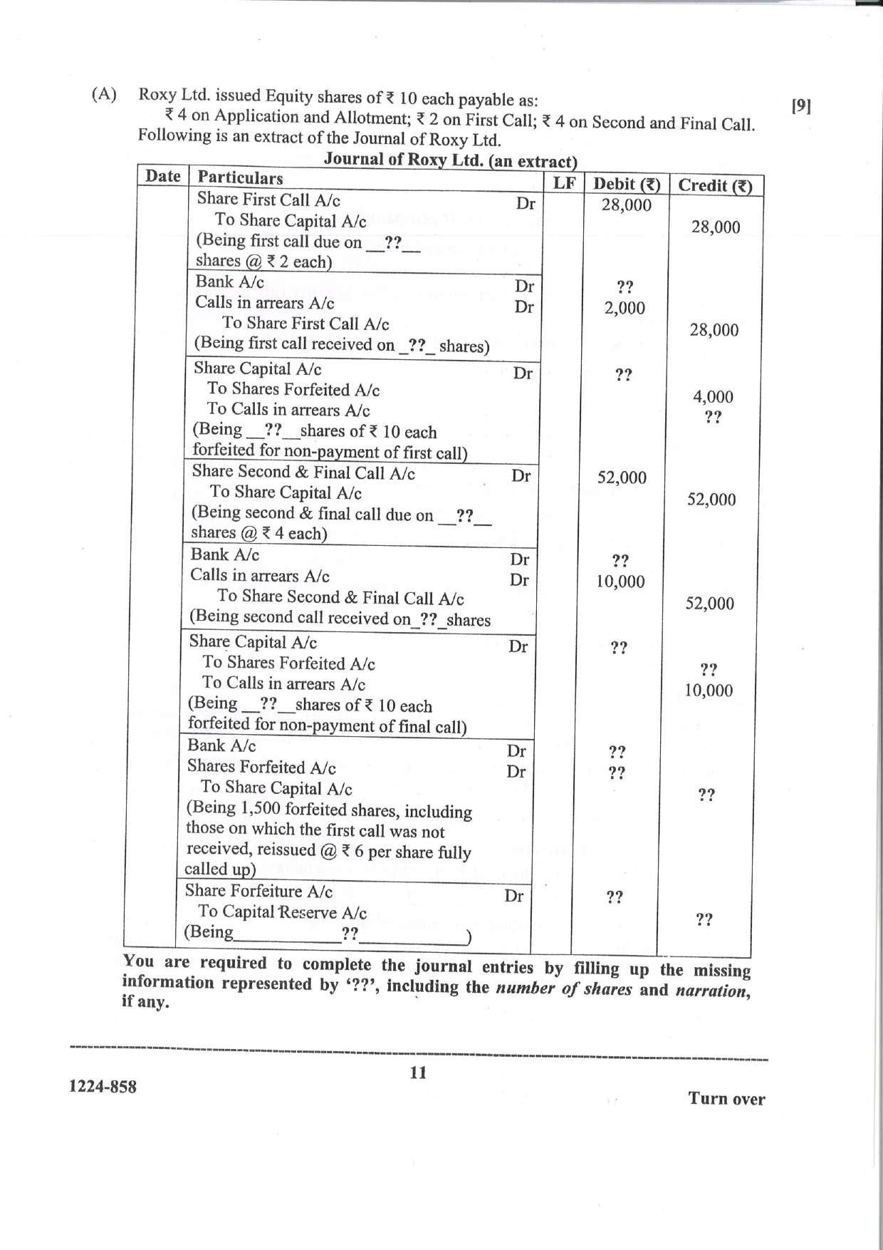 ISC Class 12 Accounts 2024 Question Paper - Page 11