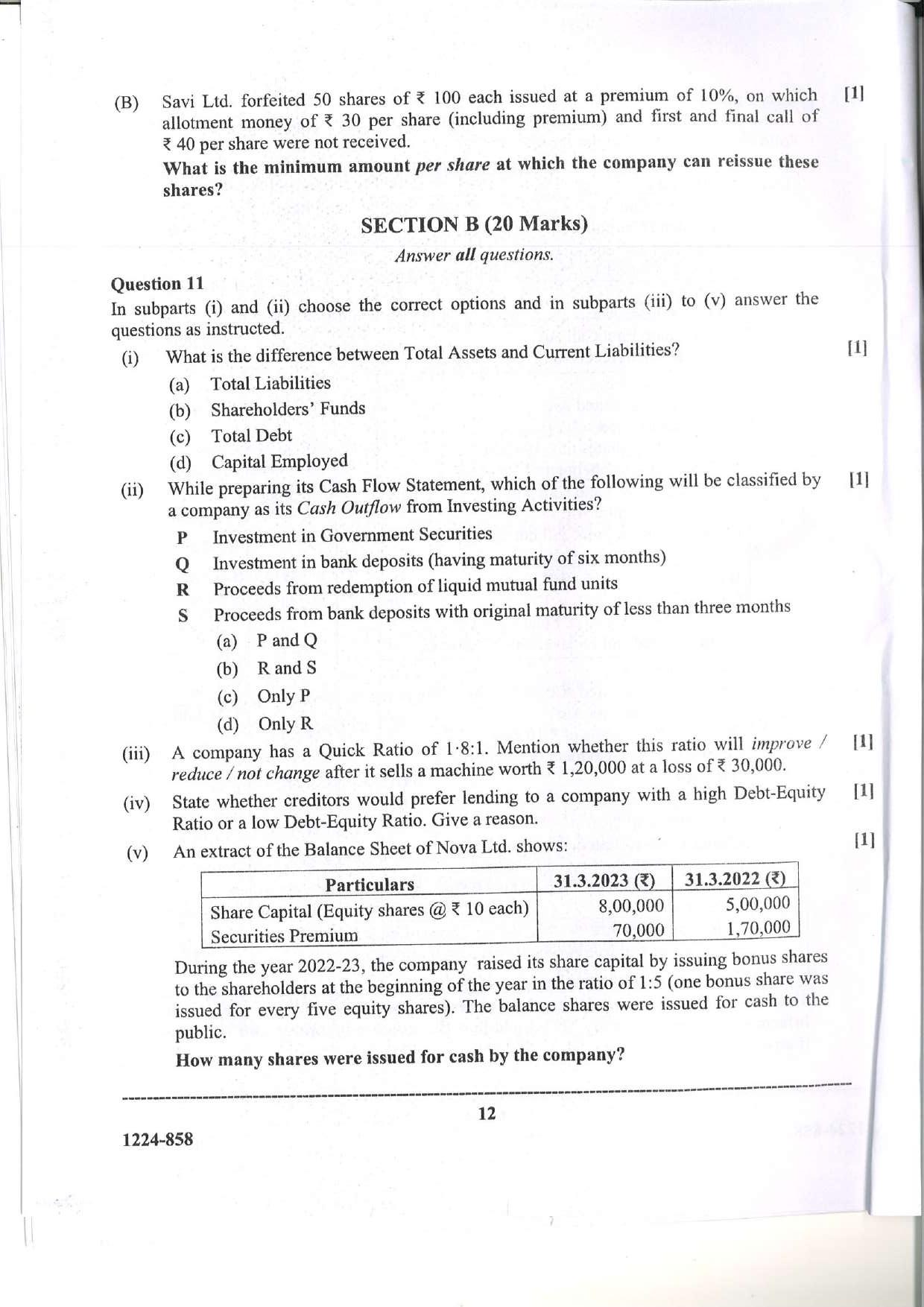 ISC Class 12 Accounts 2024 Question Paper - Page 12