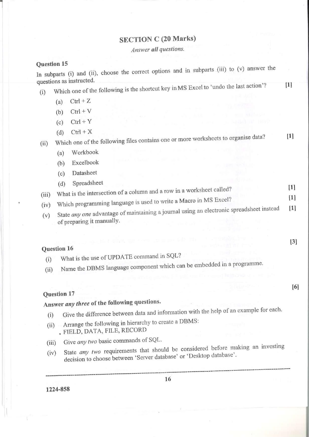 ISC Class 12 Accounts 2024 Question Paper - Page 16