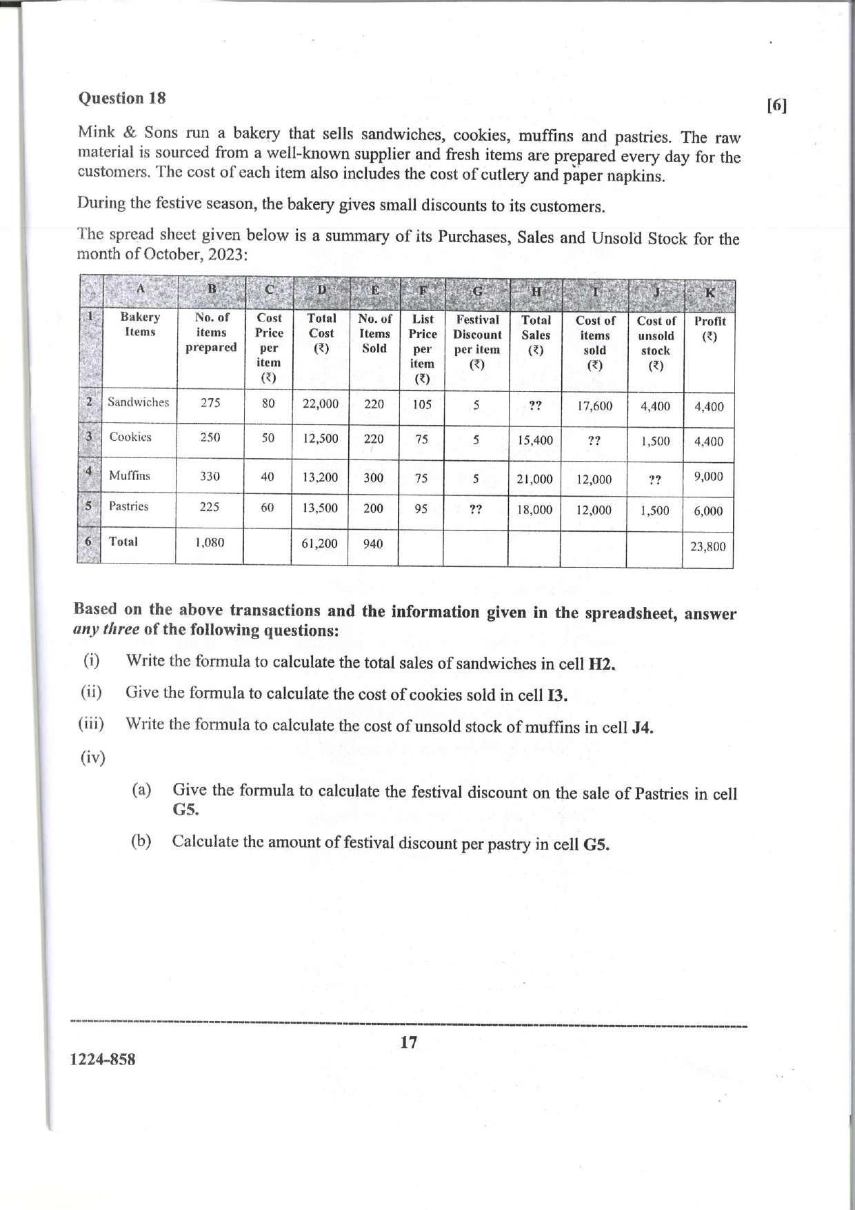 ISC Class 12 Accounts 2024 Question Paper - Page 17